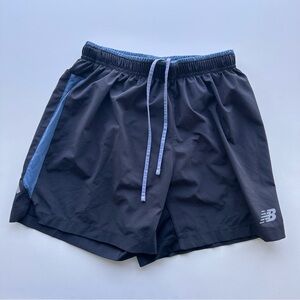 New Balance Running Shorts. Men’s Small. Black with blue stripes on both sides.